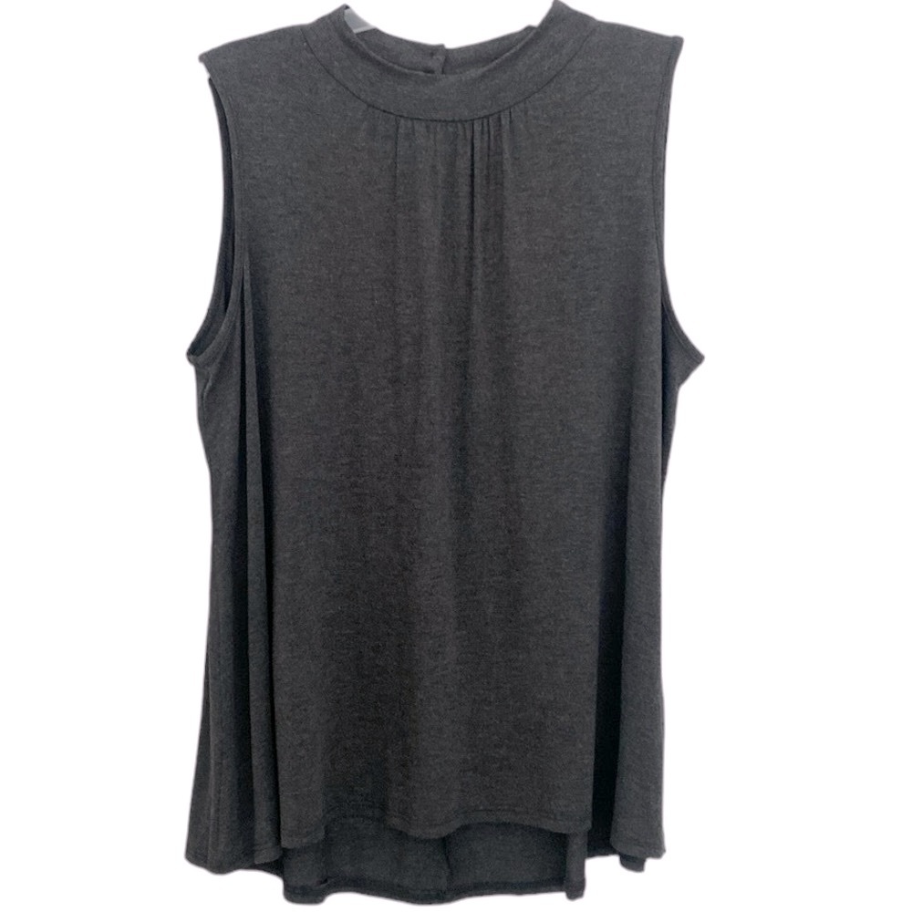 The Office Edit x Kiki Larue Soft Gray Knit Sleeveless High-Low Blouse Top